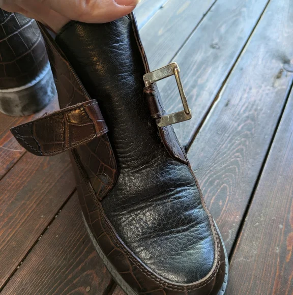 Vintage Brighton Kismet Brown Leather Ankle Boots Bootie Shoe Size 6 Buckle - Picture 10 of 10